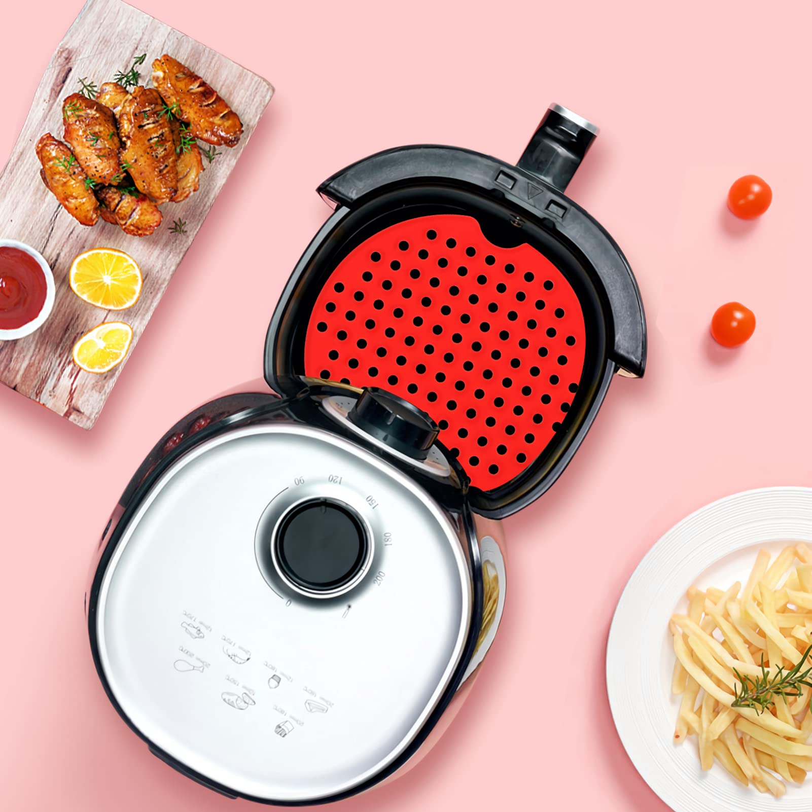 Hemoton 1pc Reusable Silicone Air Fryer Mat Steamer Pad for Baking Non-stick Design Prevents Food from Sticking for Meat Vegetables