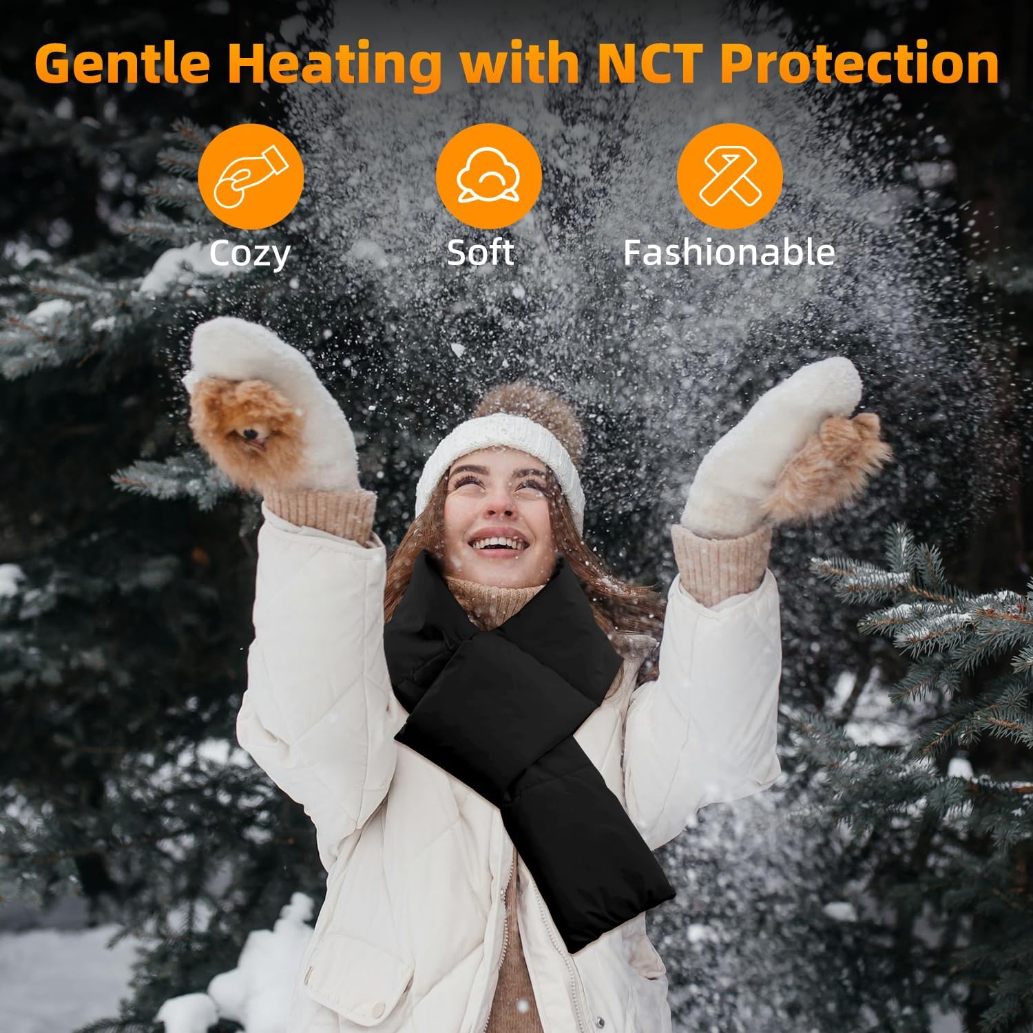 Heated Scarf for Women Men Electric Neck Warmers Heated Neck Wrap with 5000mAh Rechargeable Battery,Three Temp Settings Electric Heating Pad for Neck Pain Relief and Stiffness, Christmas Gift (Black) - Image 8