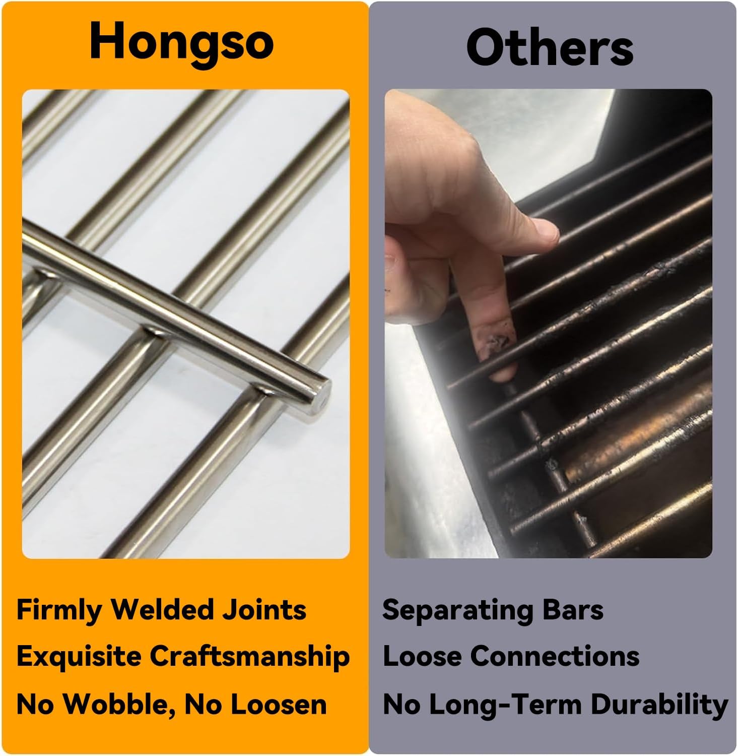 Hongso 17 3/16" X 13 1/2" Heavy-Duty 304 Stainless Steel Cooking Grates Replacement for Grillmaster 720-0697, Nexgrill 720-0697E, Uniflame GBC981W GBC981WBU Gas Grills