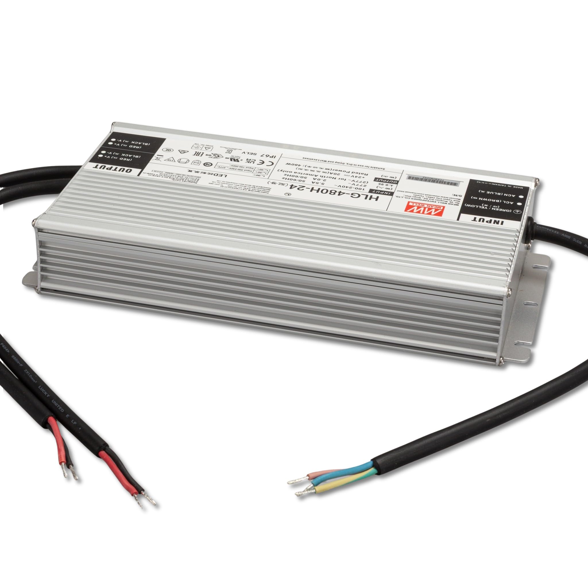 Mean Well HLG-480H-24 LED-Treiber Konstantspannung, Konstantstrom 480W 20A 12-24V/DC Outdoor, PFC