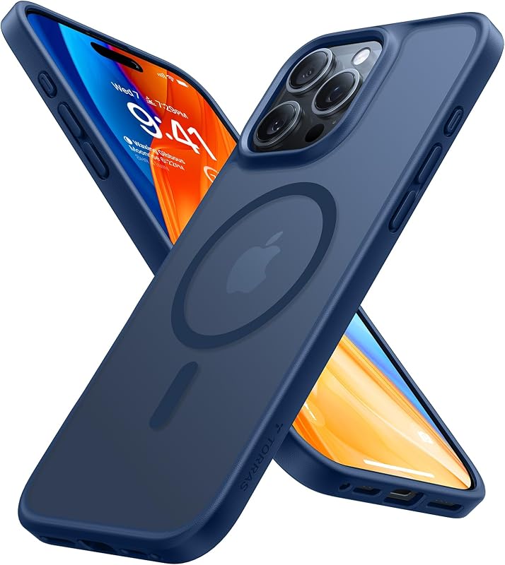 TORRAS Funda magnética a prueba de golpes para iPhone 16 Pro Max, compatible con MagSafe Blue