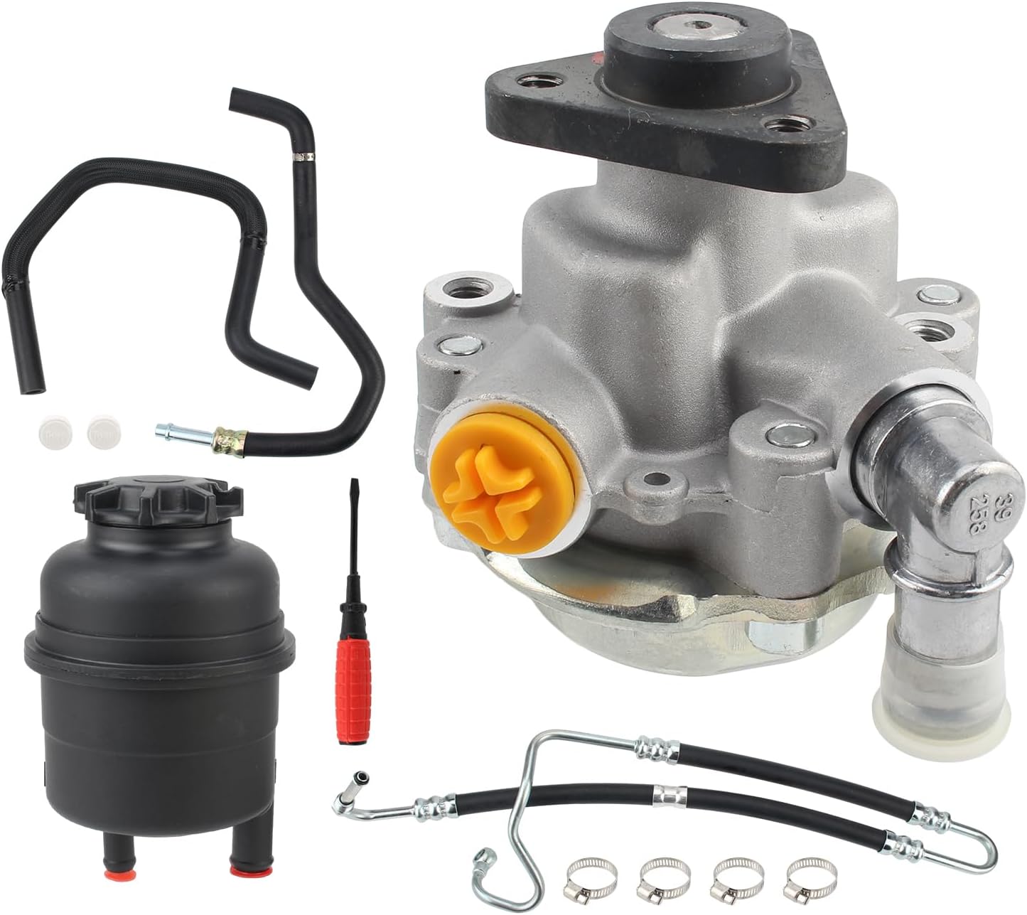 AUTOKAY Power Steering Pump with Hoses Reservoir Cap for BMW E46 325i 330i 2001-2005 32416760036