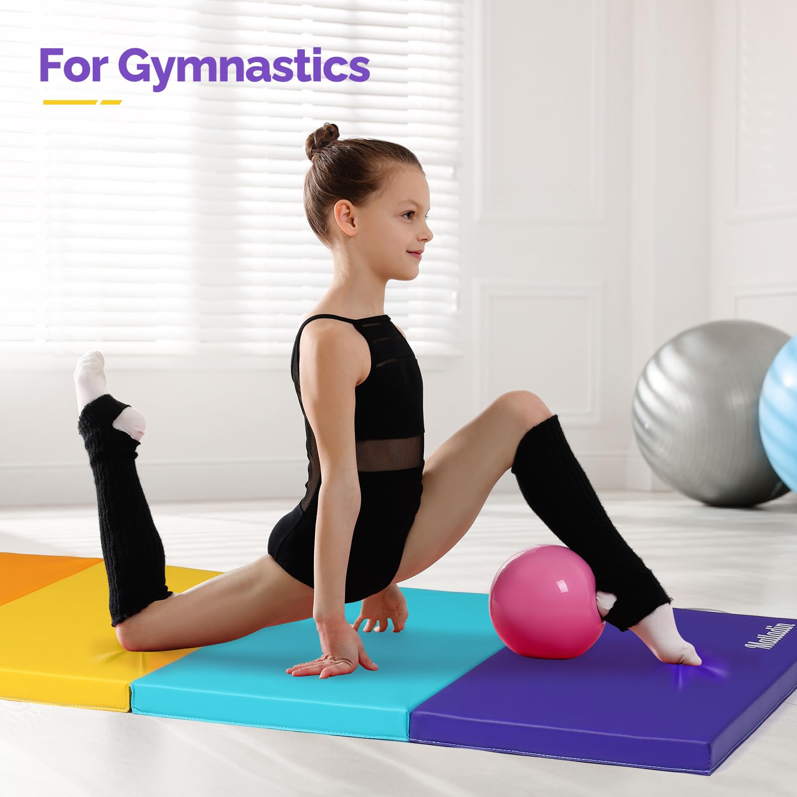 Bonnlo Colchoneta Gimnasia Plegable, 180x60x5/192x76x3,8, Esterilla Yoga de 3/5 Pliegues con Asa, Desmontable, para Pilates Fitness Gimnasio Casa