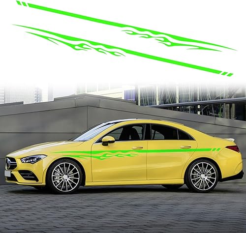 RUIANTE Calcomanías y calcomanías universales con diseño de rayas, diseño de llama para carrocería de automóvil, cintura de puerta lateral (2