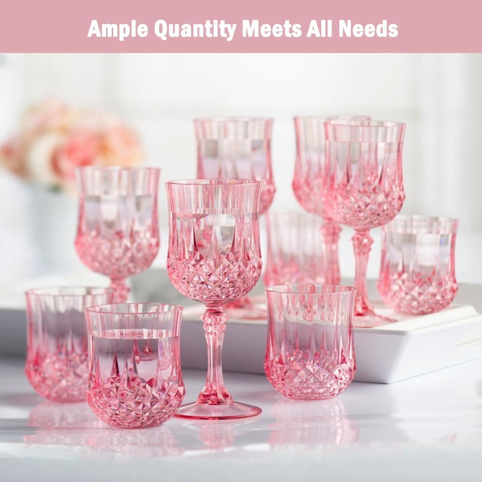 Bicchieri da vino in plastica per feste, forniture per ricevimenti di matrimonio, riutilizzabili, stile vintage per uso quotidiano, hotel, bar, ristorante, anniversario, vacanze, celebrazioni