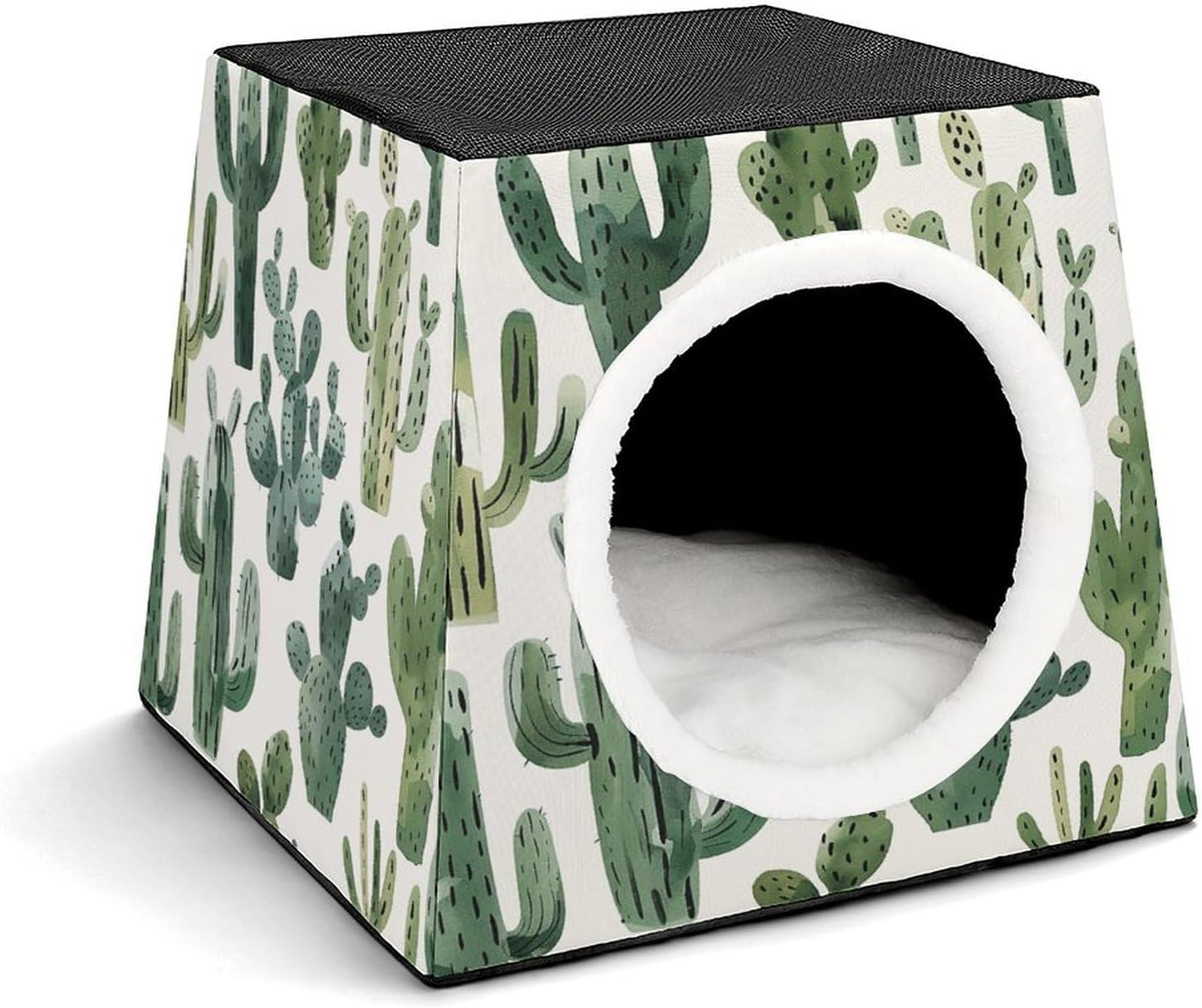 Pet Sleeping Nest Bed, Light Cactus Pattern Printed Dog House Cat Nest, Winter Pet House are Suitable for Most Cats, Dogs, and Other Small Pets