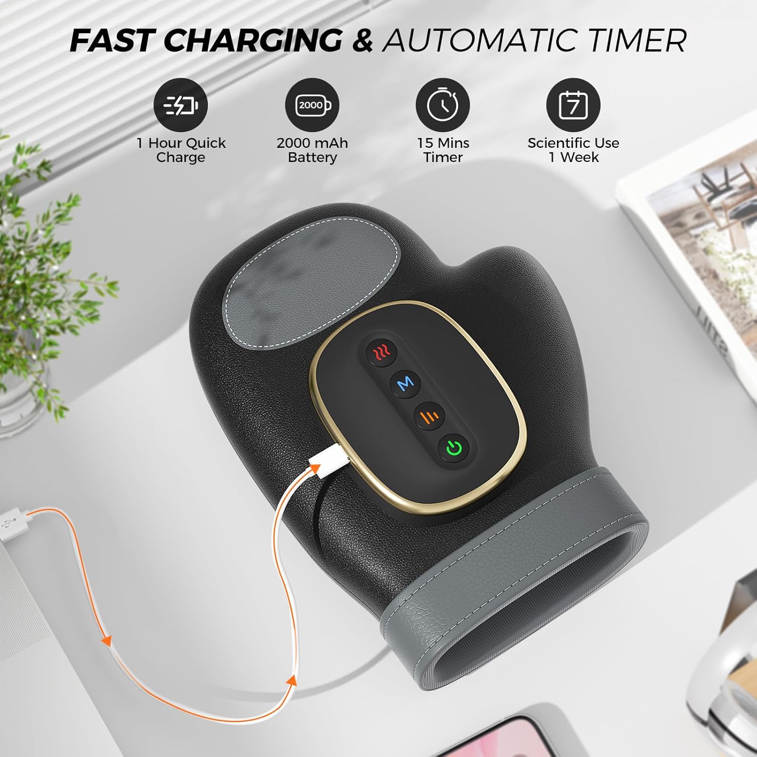 WUX Hand Massager with Heat Compression Relief, 3 Massage 4 Temperatures 5 Compression Models Therapy Glove, Arthritis & Wrist Carpal Tunnel Muscles Pressure Point Therapy, Ideal Gifts for Women/Men - Image 8