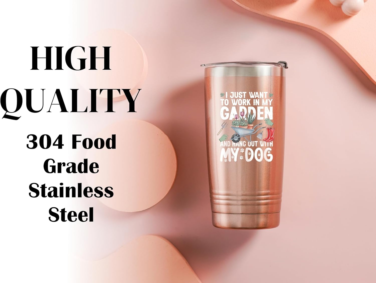 Onebttl Gardening Gifts for Women, Tumbler for Plant Lovers, Gardeners - 20oz Double Wall Vacuum Insulated Stainless Steel Cups - Gift for Birthday, Christmas - Dog - Image 5