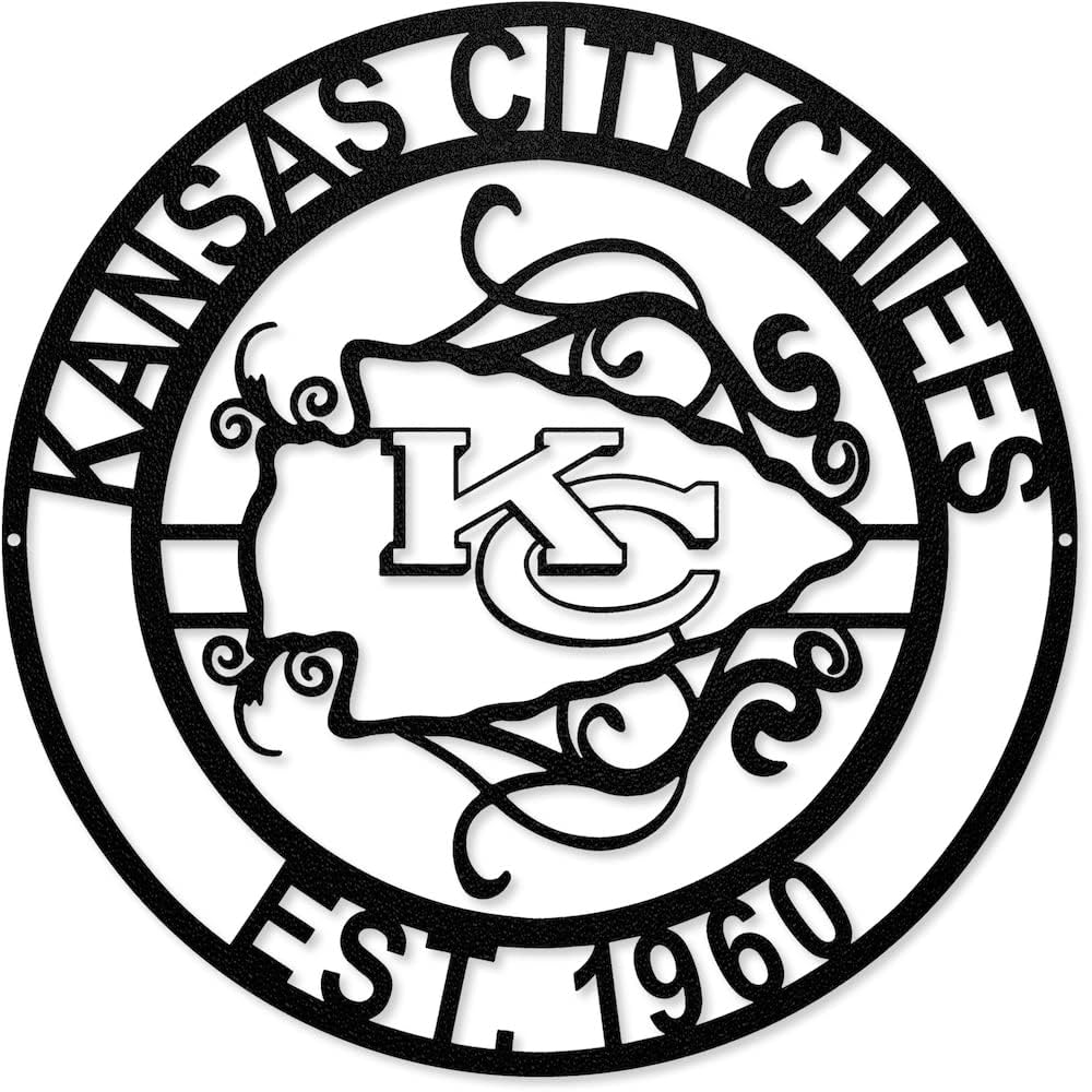 Party Animal NFL Kansas City Chiefs Laser Cut Metal Sign,Black