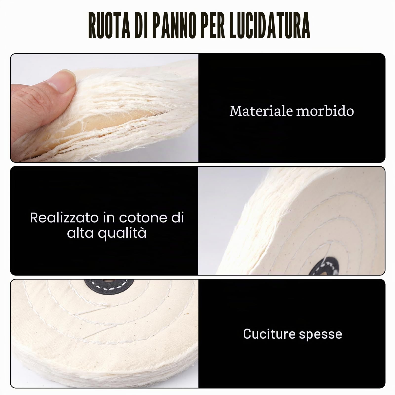 Disco di Lucidatura in Cotonea 6 Pollici 50 Strati per Smerigliatrice Vetro Metallo Legno