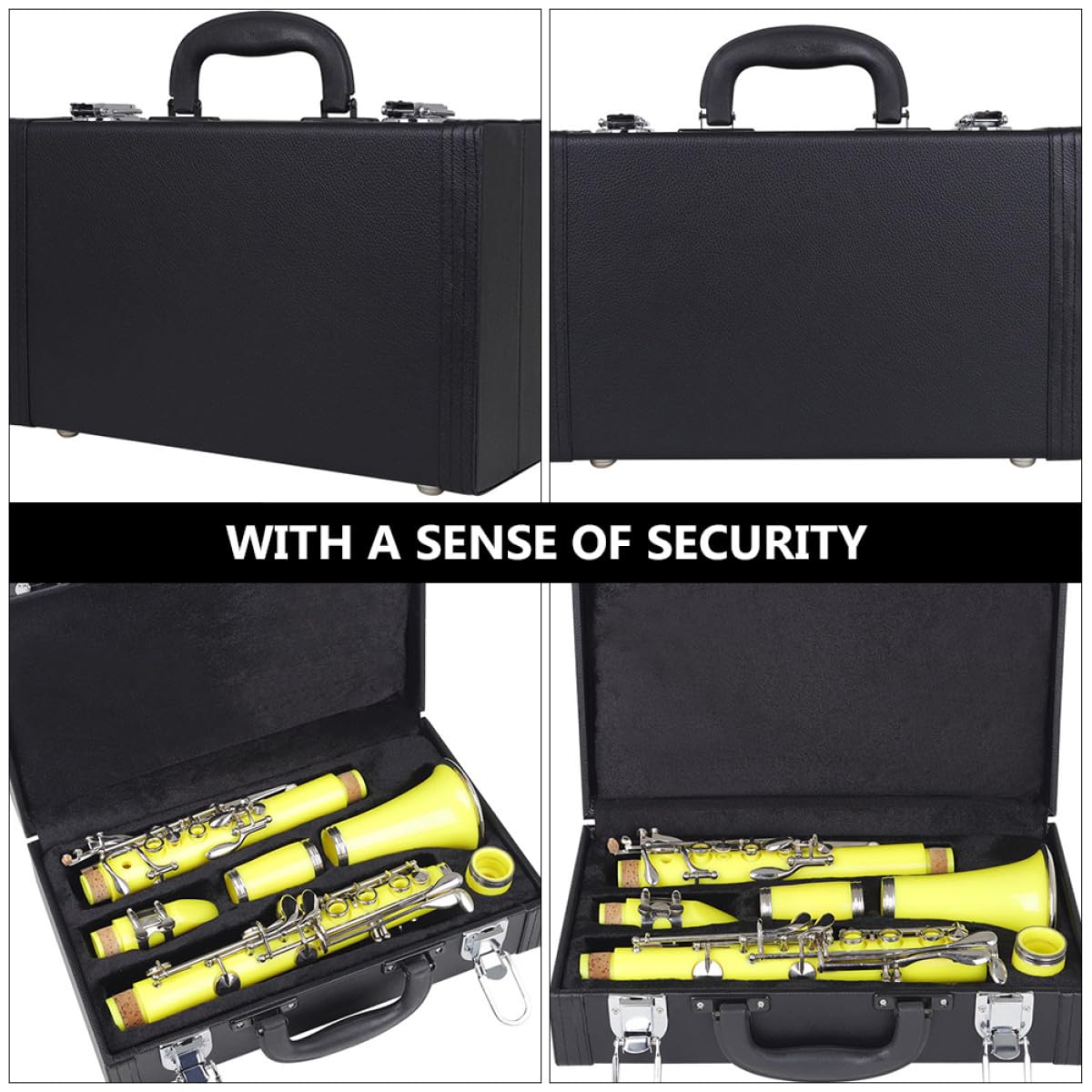 SECFOU Estuche para Clarinete Acolchado y Resistente, Caja de Almacenamiento Portátil Negra, Maletín para Clarinete Forro Protector, Accesorio para Instrumentos de Viento y Madera, Uso