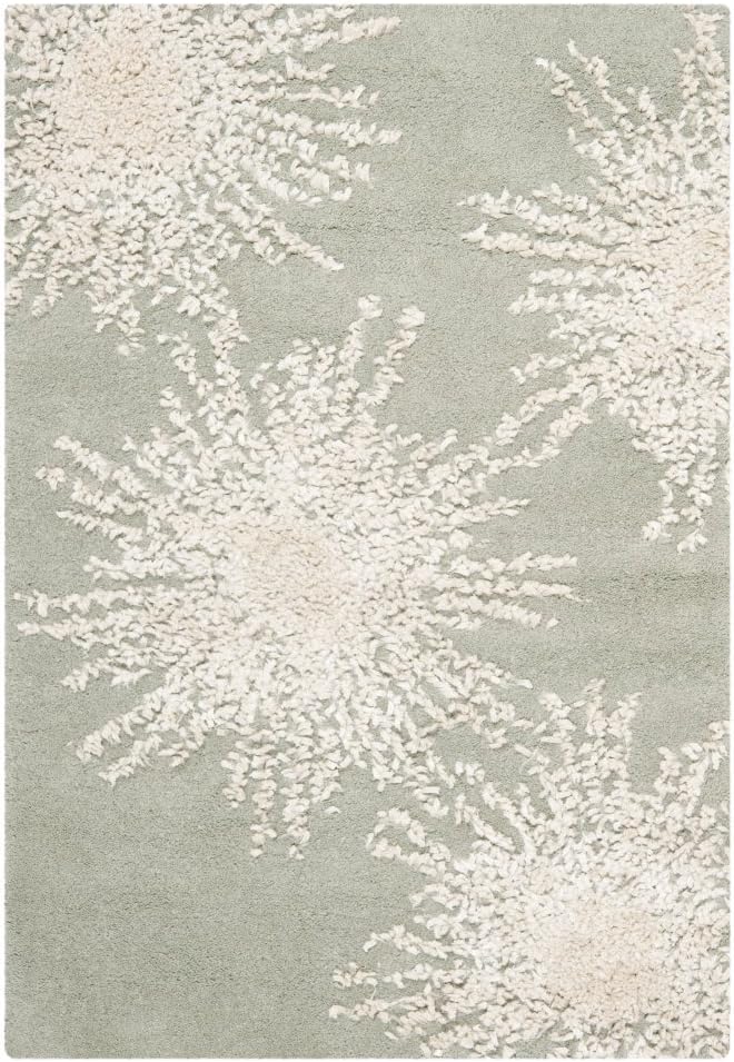SAFAVIEH Soho Collection Area Rug - 6' Square, Grey & Ivory, Handmade Starburst Wool & Viscose, Ideal for High Traffic Areas in Living Room, Bedroom (SOH712K)