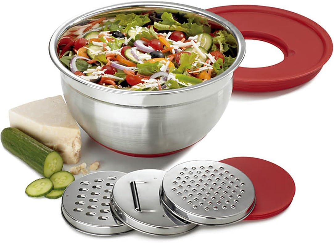 Stainless Steel Kitchen Cooking Storage Attachments Mixing Bowl 3 Graters w Lids (id: 648 ac6 c1d b5a 3d2