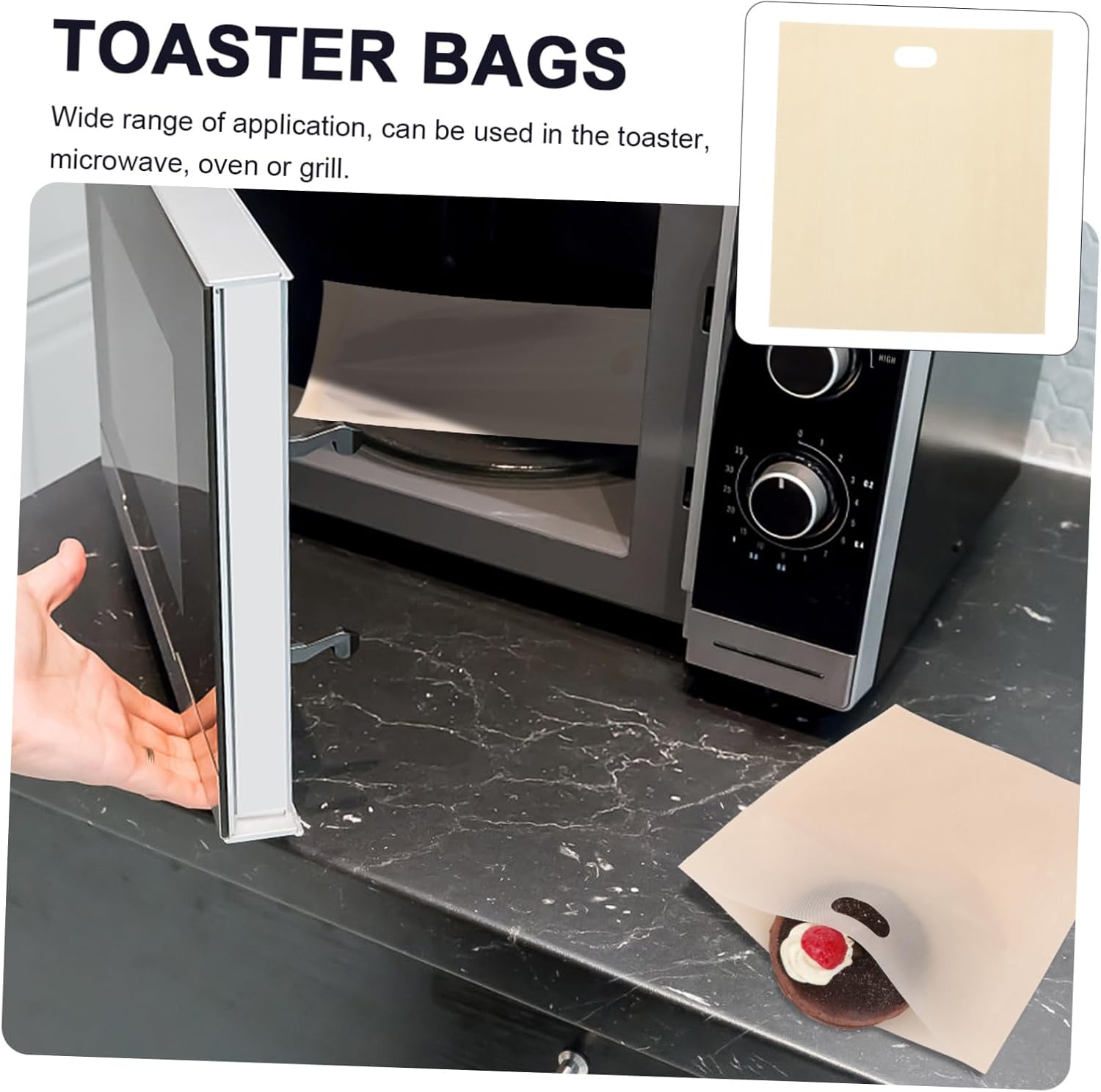 COLLBATH Heat Resistant Toaster Bags 5 Pack Reusable Sandwich Bags Non Stick Baking Microwave Oven Safe Washable