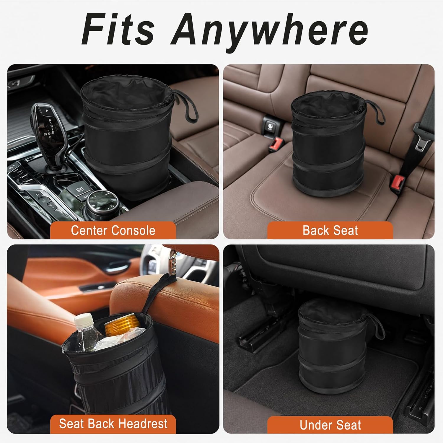 2 PCS Instant Pop Up Trash Can – Collapsible Waterproof Mini Trash Can for Car, 2 Gallon, Hanging on Headrest, Leak-Proof Lining, Portable for Road Trip, SUV, Truck, Sedan image 4