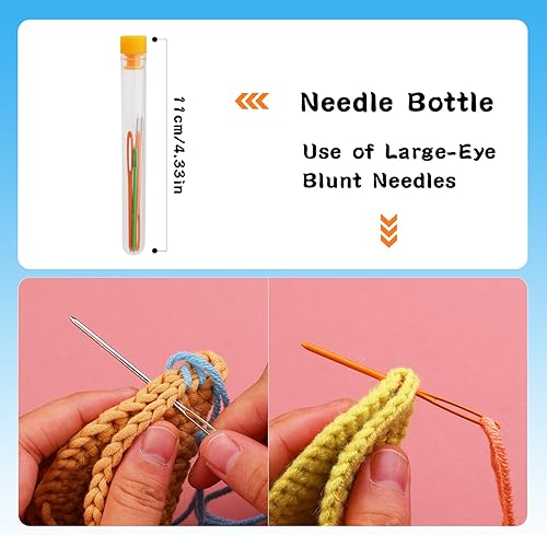 Miniatura 3 de Pnytty Juego de 88 agujas de hilo de 2.7 pulgadas, agujas de coser de plástico de ojo grande de colores, agujas de lona de plástico para ganchillo