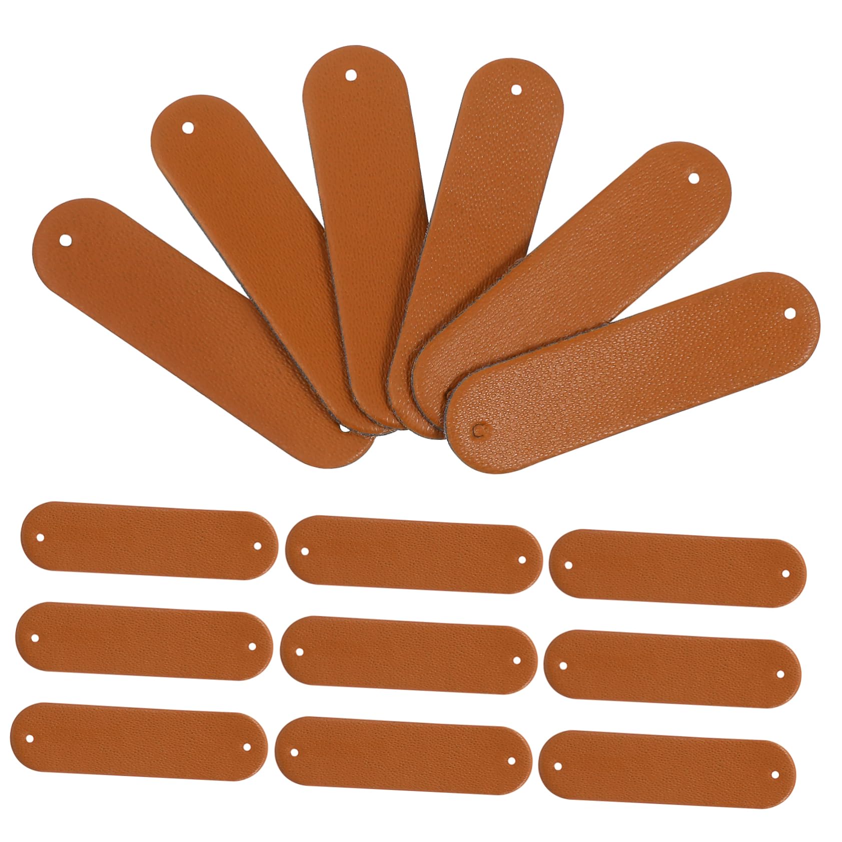 TOGEVAL Etiquetas para Coser Ropa de Cuero Sintético 100 Marrón Diseño en Relieve y Dos Agujeros, Adecuado para Manualidades y Proyectos DIY