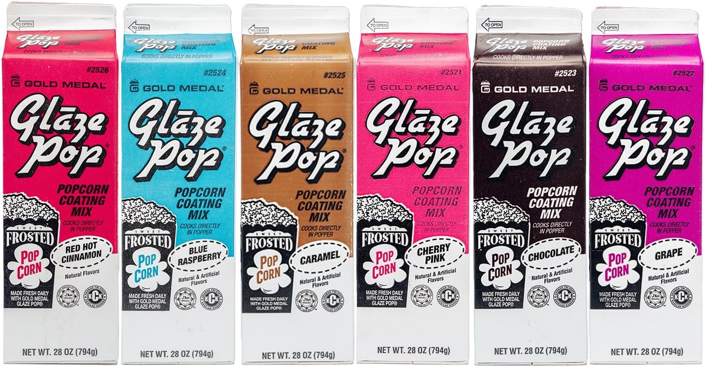 Glaze Pop Popcorn Coating Mix Six Flavor Pack
