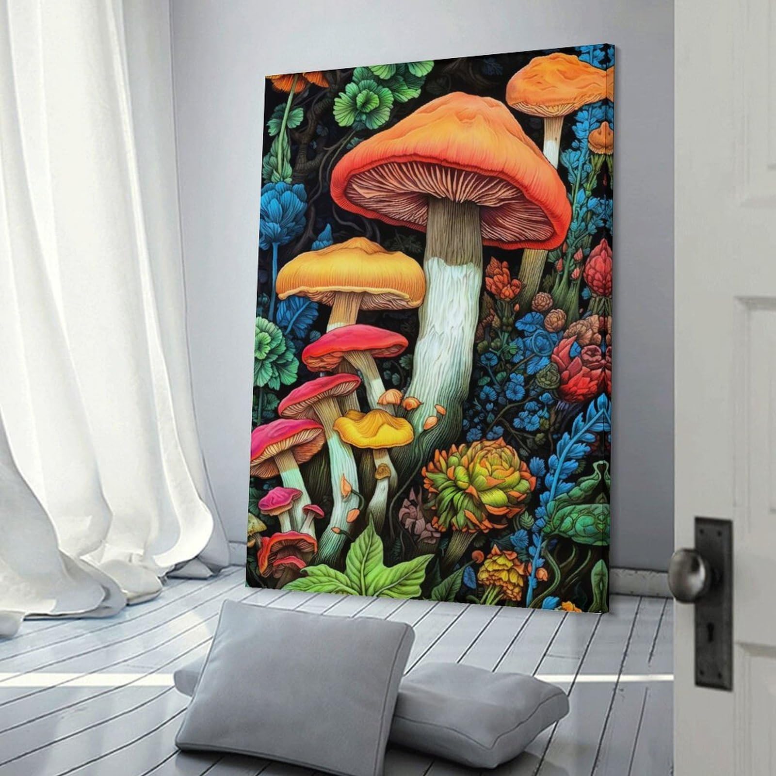 Junmoney Mushrooms 1 Canvas Wall Art, 20x30inch(50x75cm), for Bedroom, Guest Room Or Reading Nook, Decorative Wall Art for Cosy Rooms
