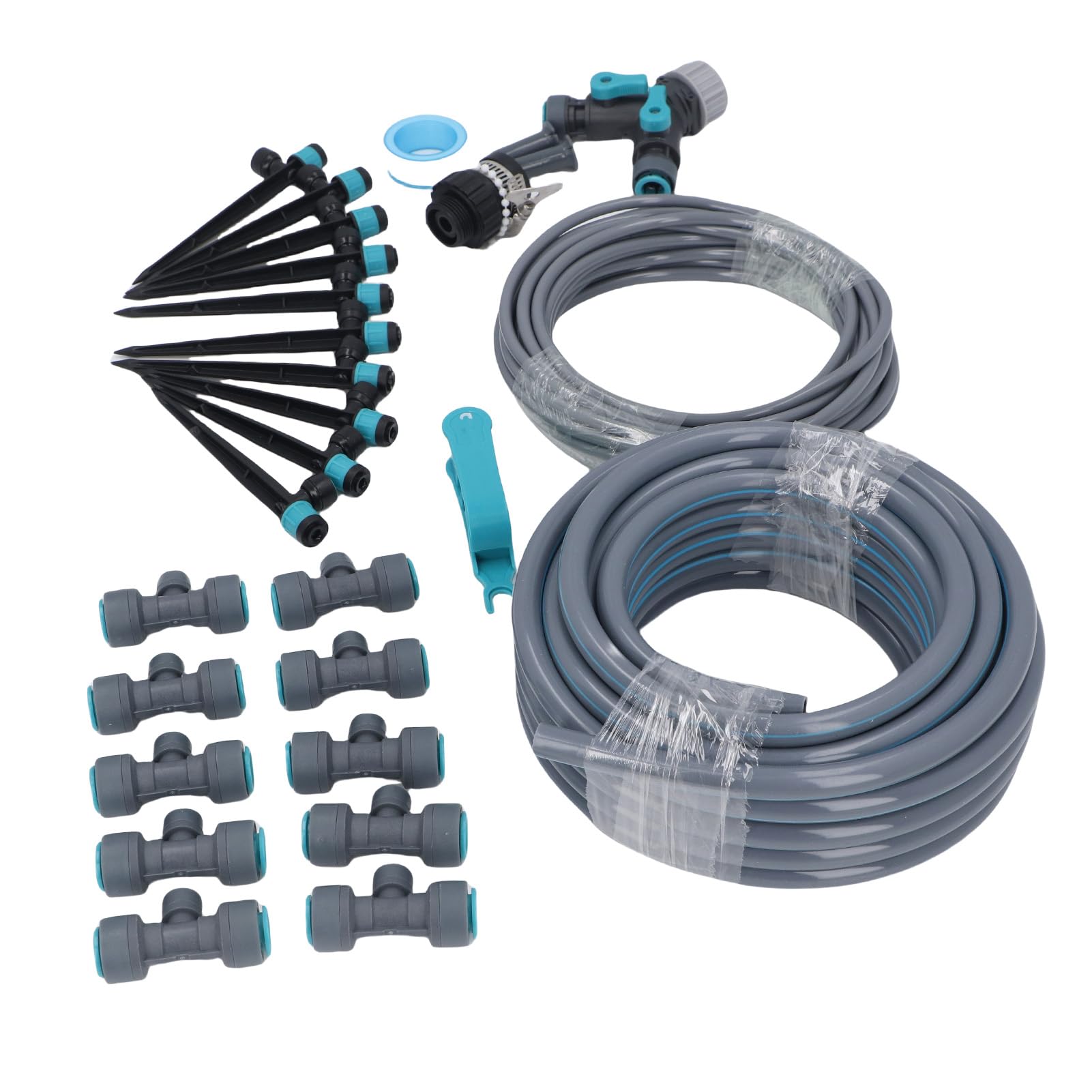 Tnfeeon di Irrigazione a Goccia, Kit di Irrigazione da Giardino da 10 M con Spruzzatore Regolabile, Automatica in PVC PE ABS per Cortile, Serra, Facile Installazione, Ampia Copertura