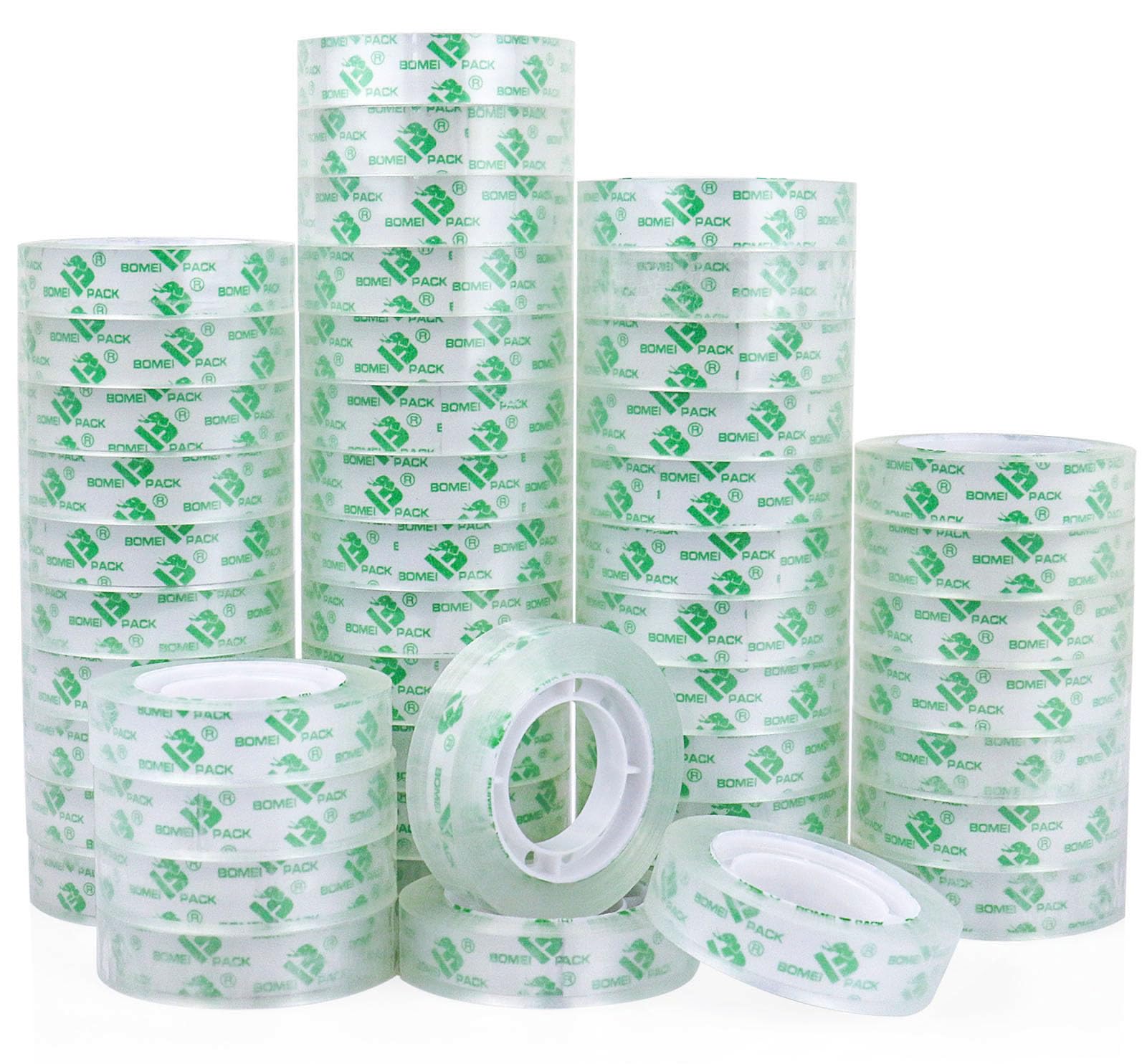BOMEI PACK 48Rolls Crystal Clear Tape Refills for Dispenser, Bulk Office Transparent Tape for Home and School, 1/2Inch x 1000 inch