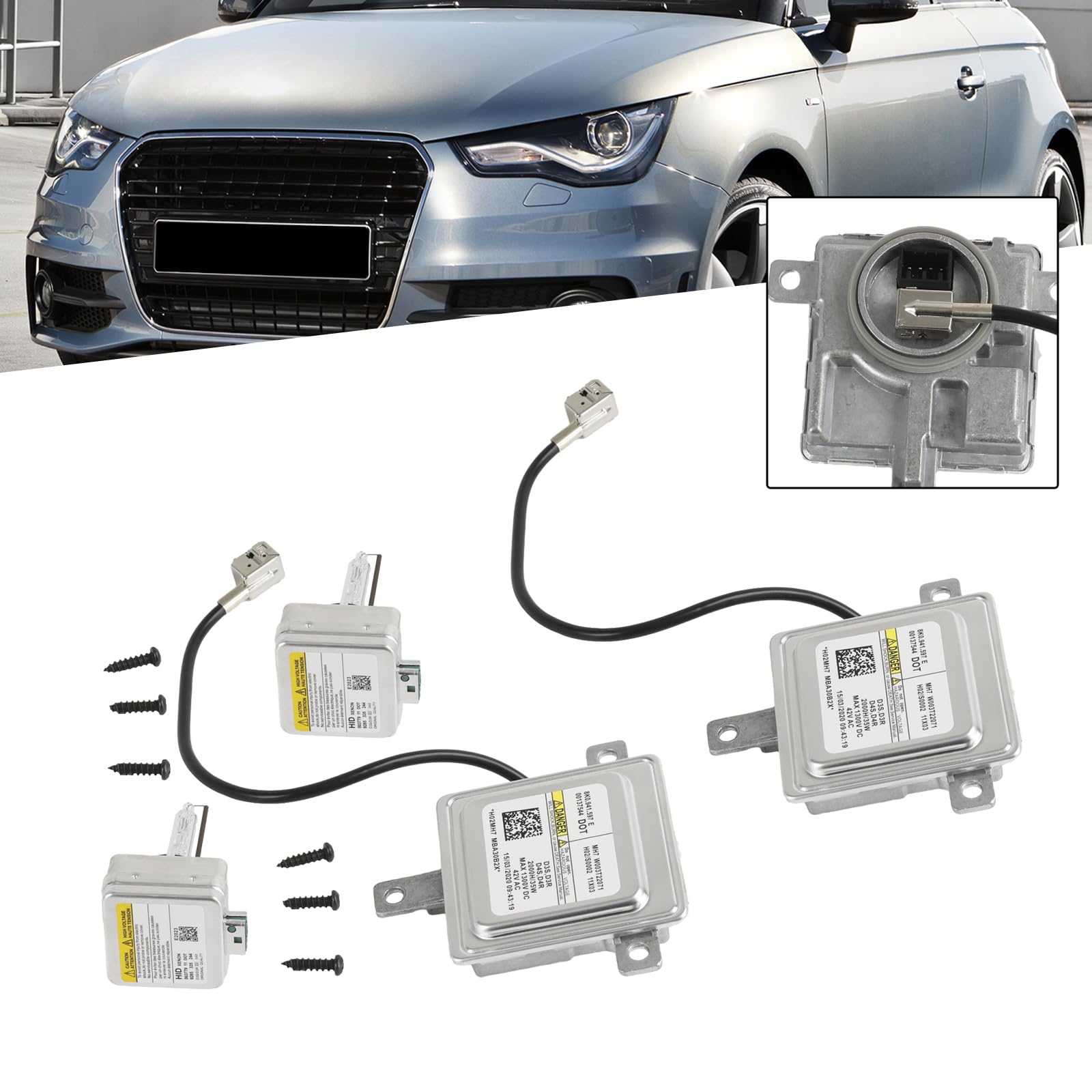 Xenon Steuergerät 8K0941597E mit D3S Xenon Brennern, HID Vorschaltgerät für Audi A1 A3 A4 A5 A6 A7 A8 Q3 Q5 Q7 S1 S3 S4 S5 S6 S7 S8 RS5 RS6 RS7 | für Volkswagen CC EOS Golf GTI Jetta