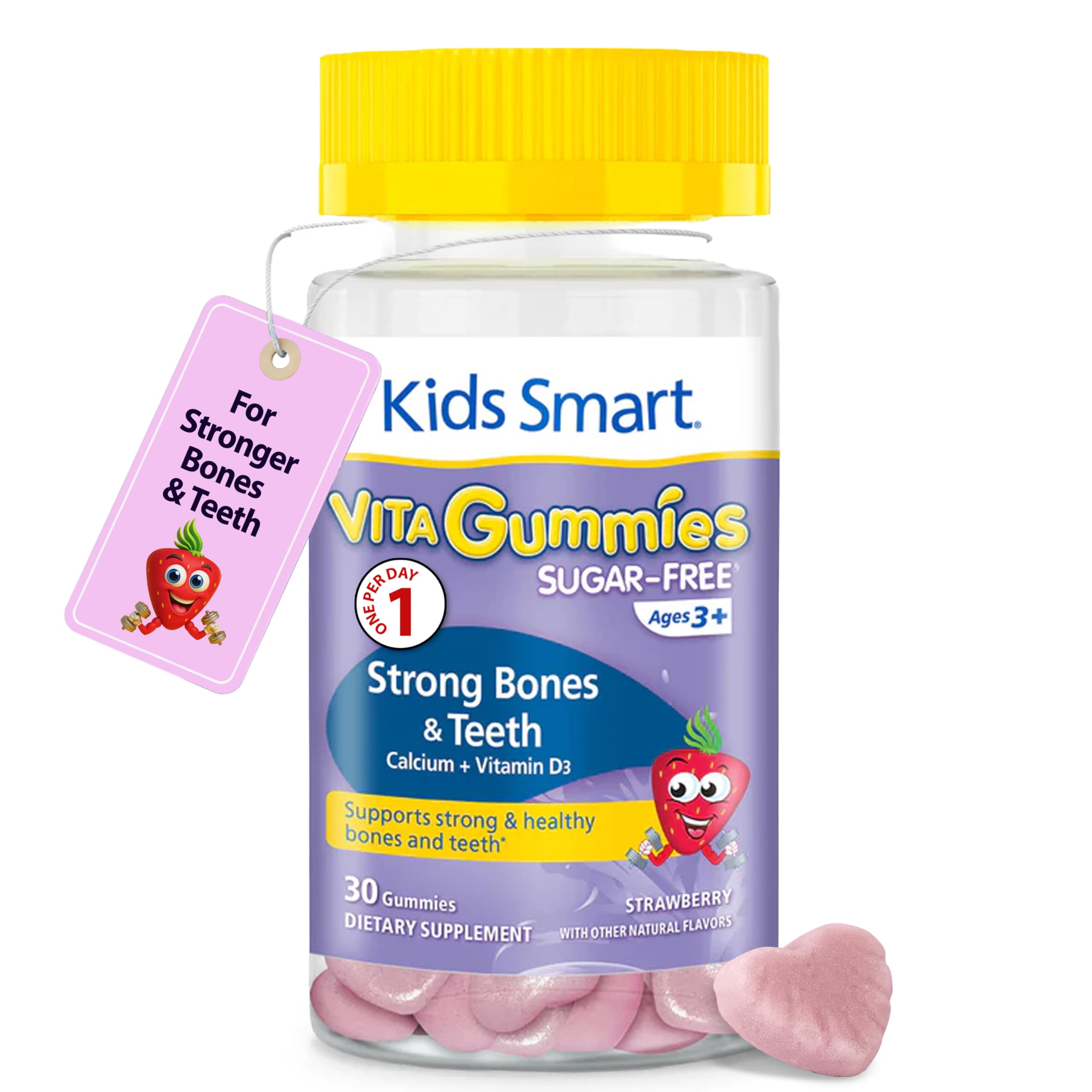Kids Smart Strong Bones Calcium + D3 Gummies, Bone & Teeth Support, Kids 3+