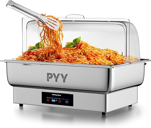 Vista 8 de PYY Plato eléctrico para rozar, juego de bufé con parte superior enrollable, juego de servidor de rozaduras para catering, bufés