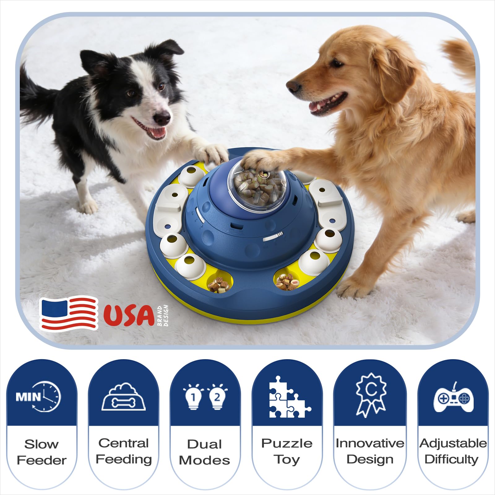 KADTC 2 niveaux de défi étape par étape, débutant à avancé, jouet casse-tête pour chien de grande taille – Marque américaine – Design distributeur de friandises à secouer pour libérer les aliments