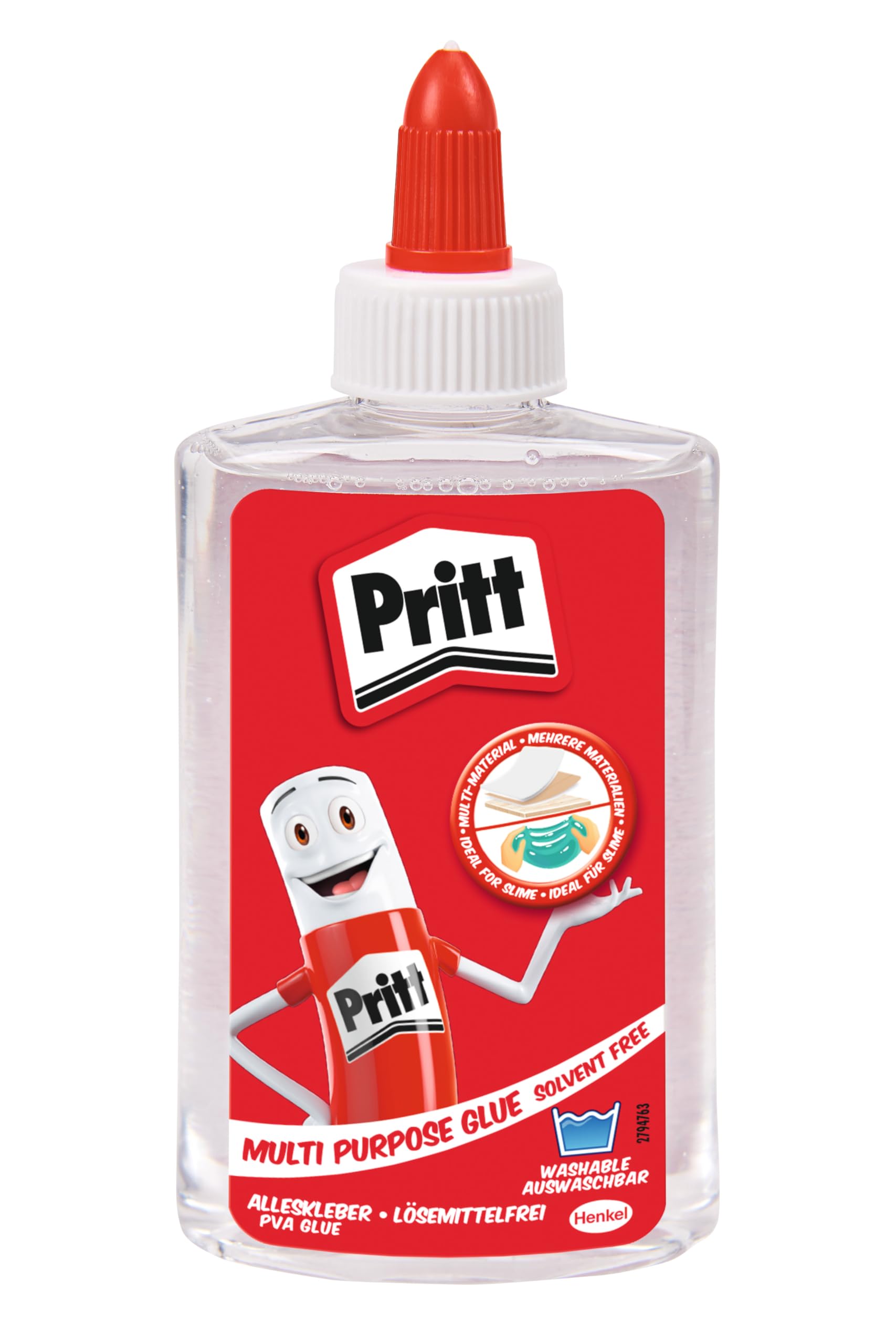 Pritt Alleskleber, schnell trocknender Kleber mit einfacher Anwendung, lösemittelfreier Flüssigkleber für Kinder, transparenter Bastelkleber für viele Bastelmaterialien, 1x145ml
