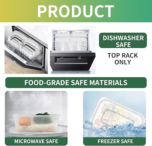 Miniatura 3 de Paquete de 50 recipientes de preparación de comidas de 26 onzas reutilizables para congelador, contenedor de almacenamiento de alimentos, contenedor