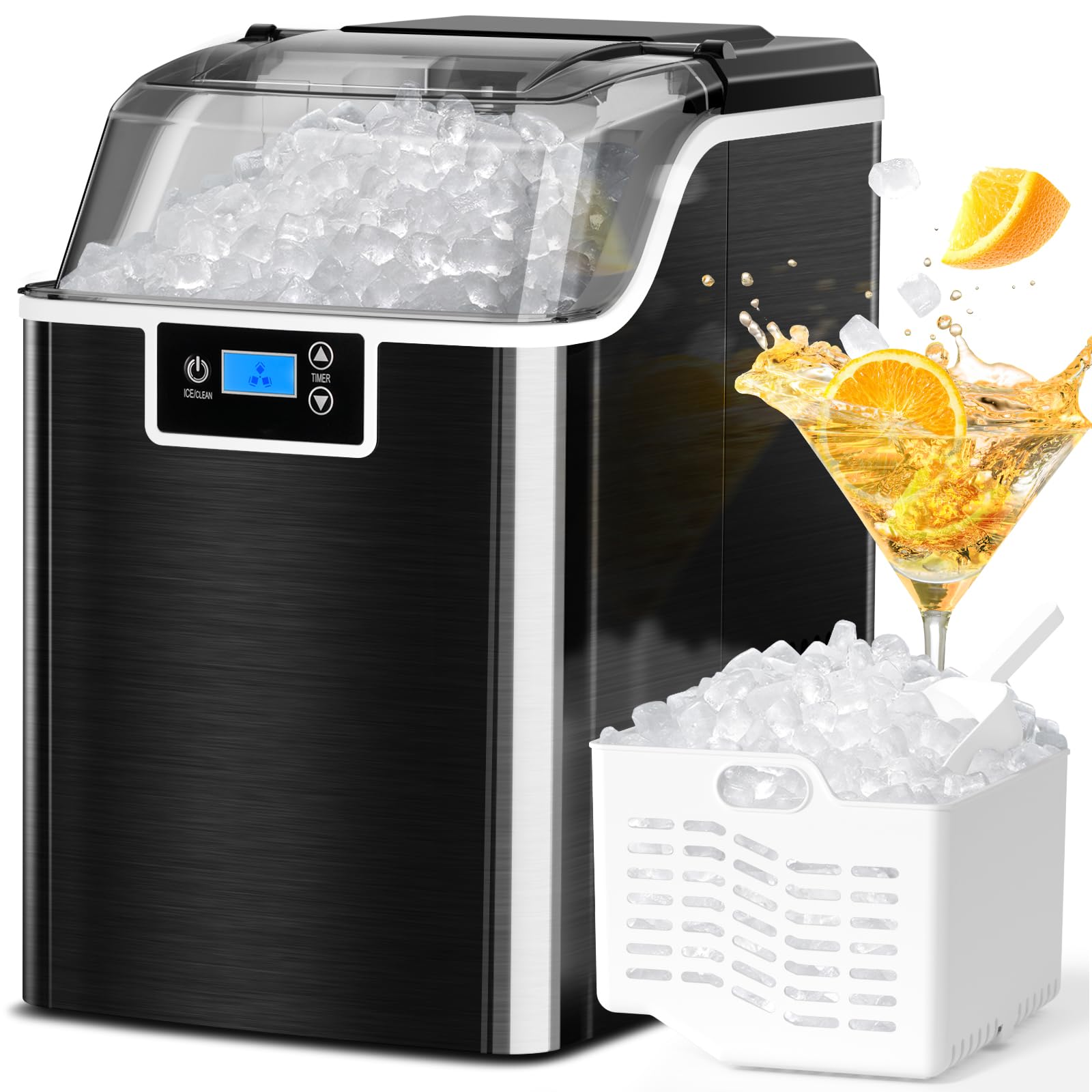 ZAFRO Nugget Ice Makers Countertop,45lbs/Day Pebble Ice Maker Machine
