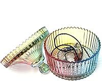 Vista 46 de Colorful Crystal Glass Candy Snack Barrel Storage Jar Embossed Luxury Cookie Buffet Canister With Lids Jewelry Box Jar Biscuit Containers