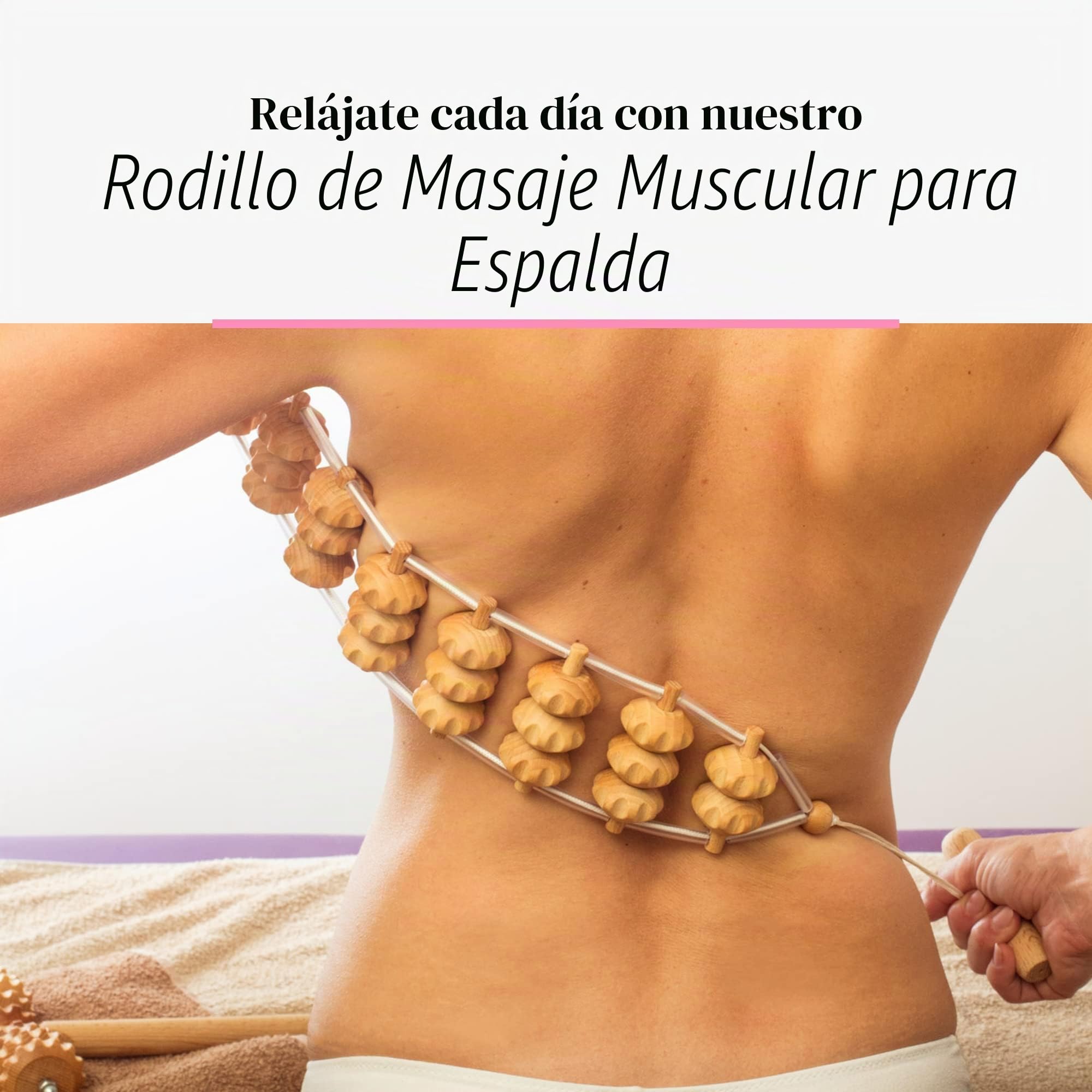 Tuuli Accessories Rodillo Masajeador de Espalda Aparato para Masaje Madera 120 cm (40 x 7 cm Superficie de Rodadura)