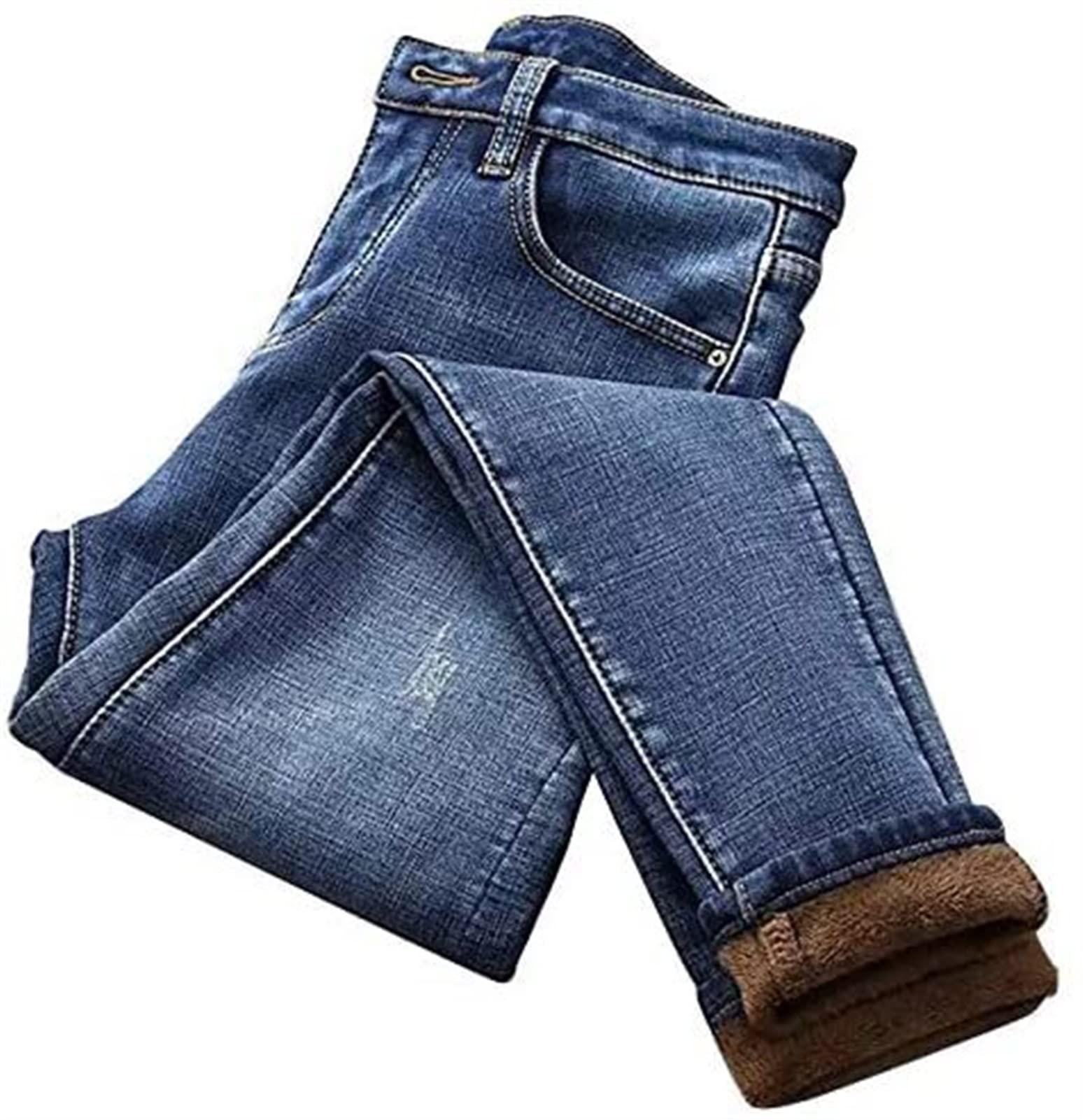 Women Winter Jeans Fleece Lined Denim Leggings Lined Thermal Jeans