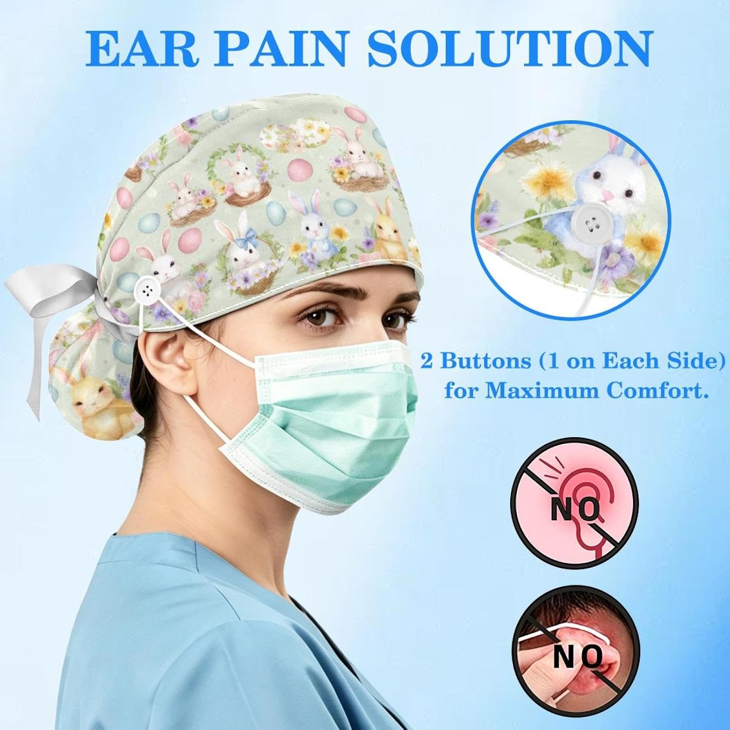 Animal Scrub Cap Ponytail Surgical Caps for Women