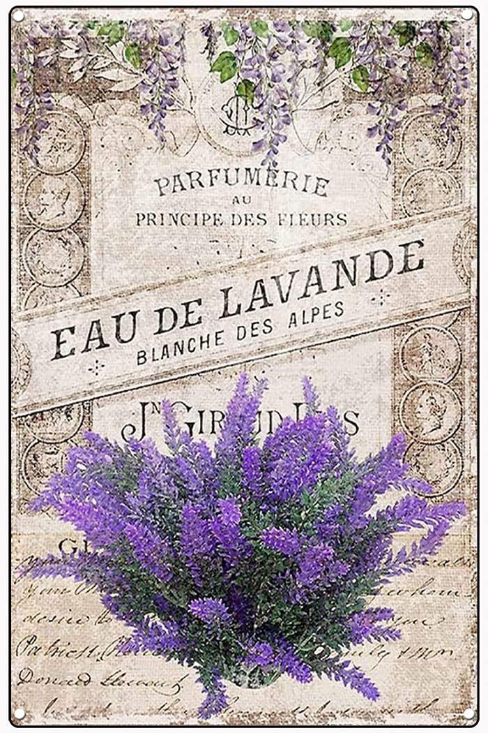 Bonoff Lavender French Country?Poster Vintage Home Decor Poster Decor Poster Wall Art Tin Sign Decor Metal Sign Poster 8X12 Inches
