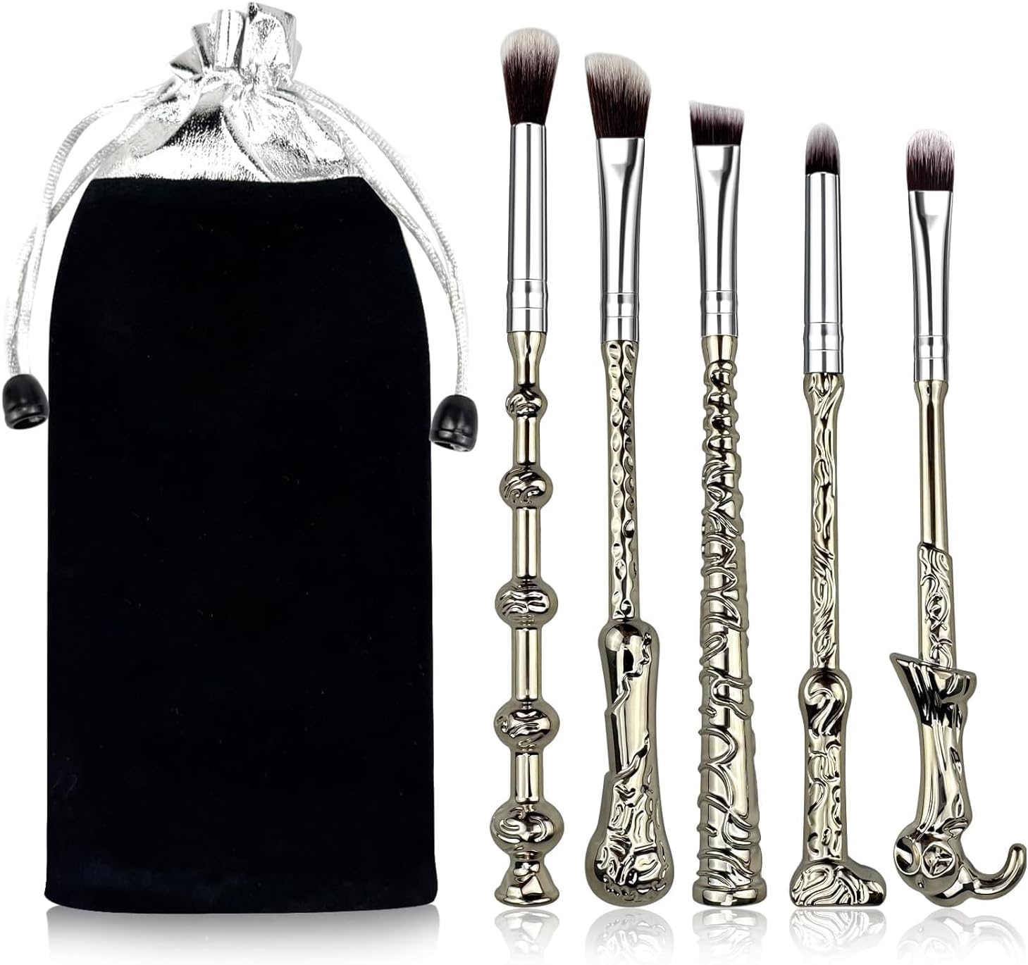 5 PCS Wand Makeup Brushes Set Harry Make Up Brush Gift Kit Potter Makeup Brushes Wand Cosmetic Brushes Set for Foundation Blending Blush Concealer Eyebrow Face Powder Christmas Gift for Women