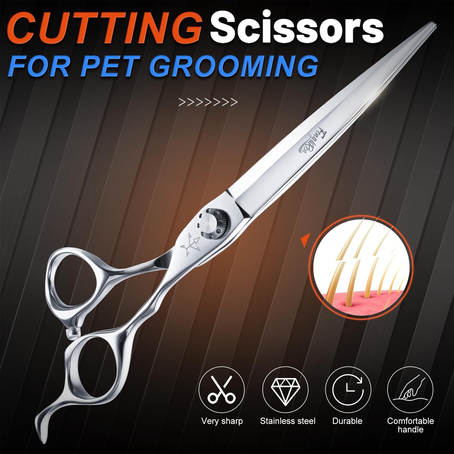 High-end Professional Dog Grooming Scissors Pet Grooming Shears 7.5 Inches Extremely Very Sharp Made Of Stainless Steel Alloy By Hand For Dog Cat Groomer (Shears, 7.5 Inch)