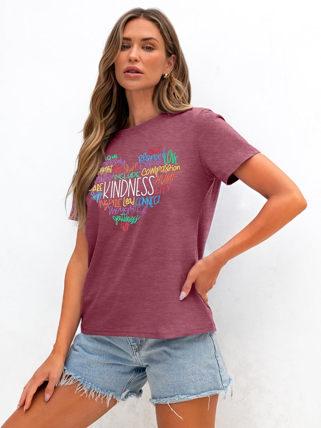 Anbech Womens Kindness Shirts Be Kind Teacher Graphic Tees Short Sleeve Love Tops - Image 5