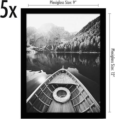 Miniatura 2 de Americanflat Portarretratos de 9 x 12 pulgadas con plexiglás pulido, juego de 5 unidades, colección Galleria, marcos de fotos para exhibición en la