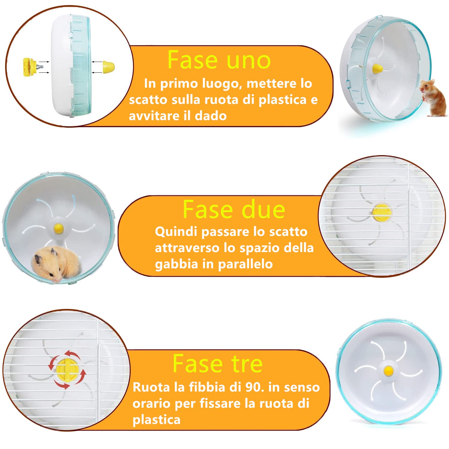 Ruota Criceto, Ruota per Esercizi per Criceti, 12cm pollici in plastica acrilica Super silenziosa Ruota da corsa per Criceti Nani Siriani, Gerbilli, Topi o altri Piccoli Animali Domestici, Blu