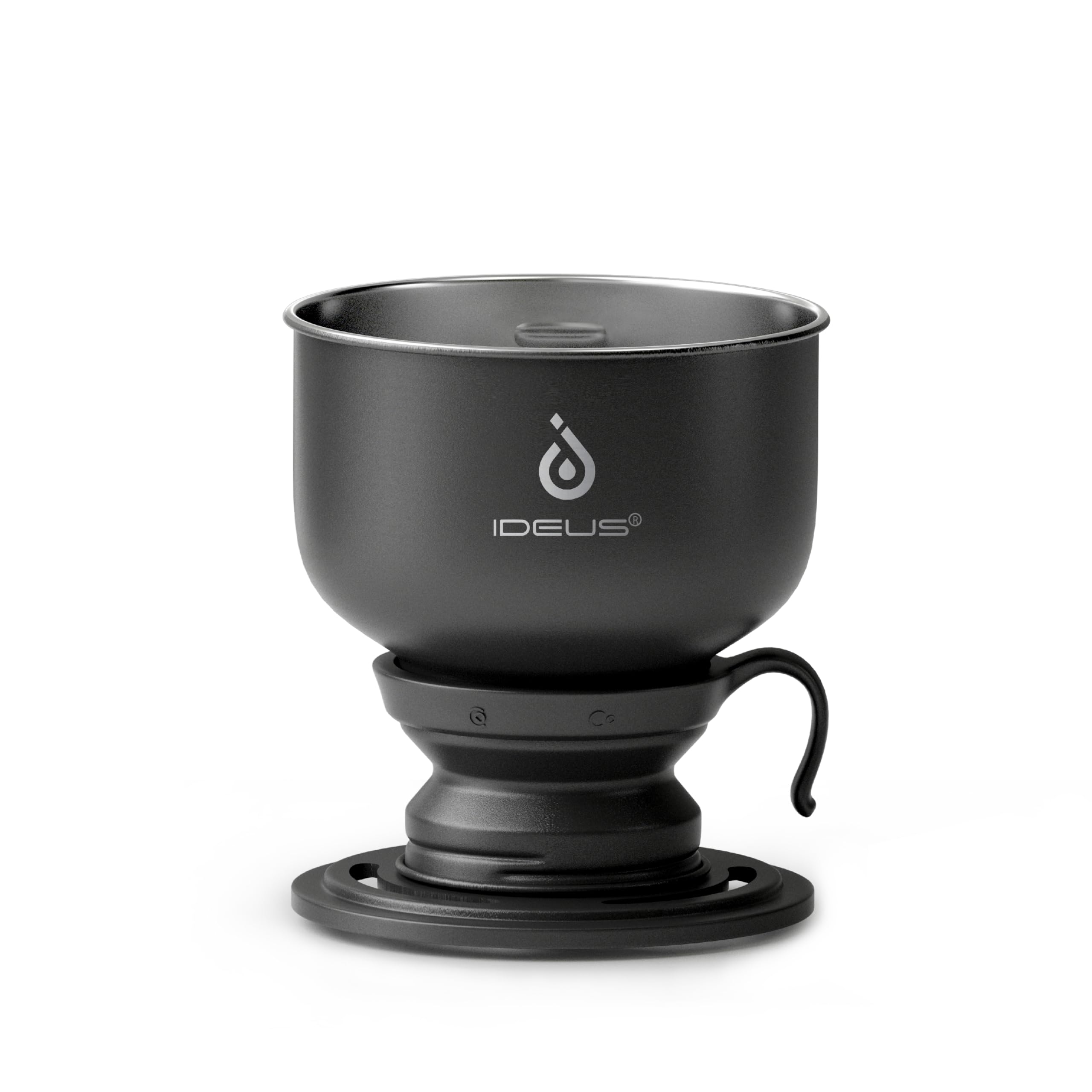 Ideus Brew Pour Over Dripper, Portable Stainless Steel Reusable Filter Manual Camp Coffee Maker BPA-Free for Home, Office & Camping, Black