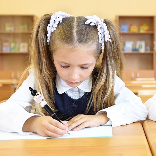 Miniatura 7 de Whaline 12 juegos de bolígrafos con estampado de vaca, bolígrafos surtidos de bricolaje con 12 cuentas en forma de vaca lechera, 30 cuentas