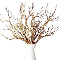 Geosar 13.8 Inch Light Brown Artificial Manzanita Antler Branches - 10pcs Faux Plastic Twigs for Vases, Weddings, Home & Holiday Centerpieces