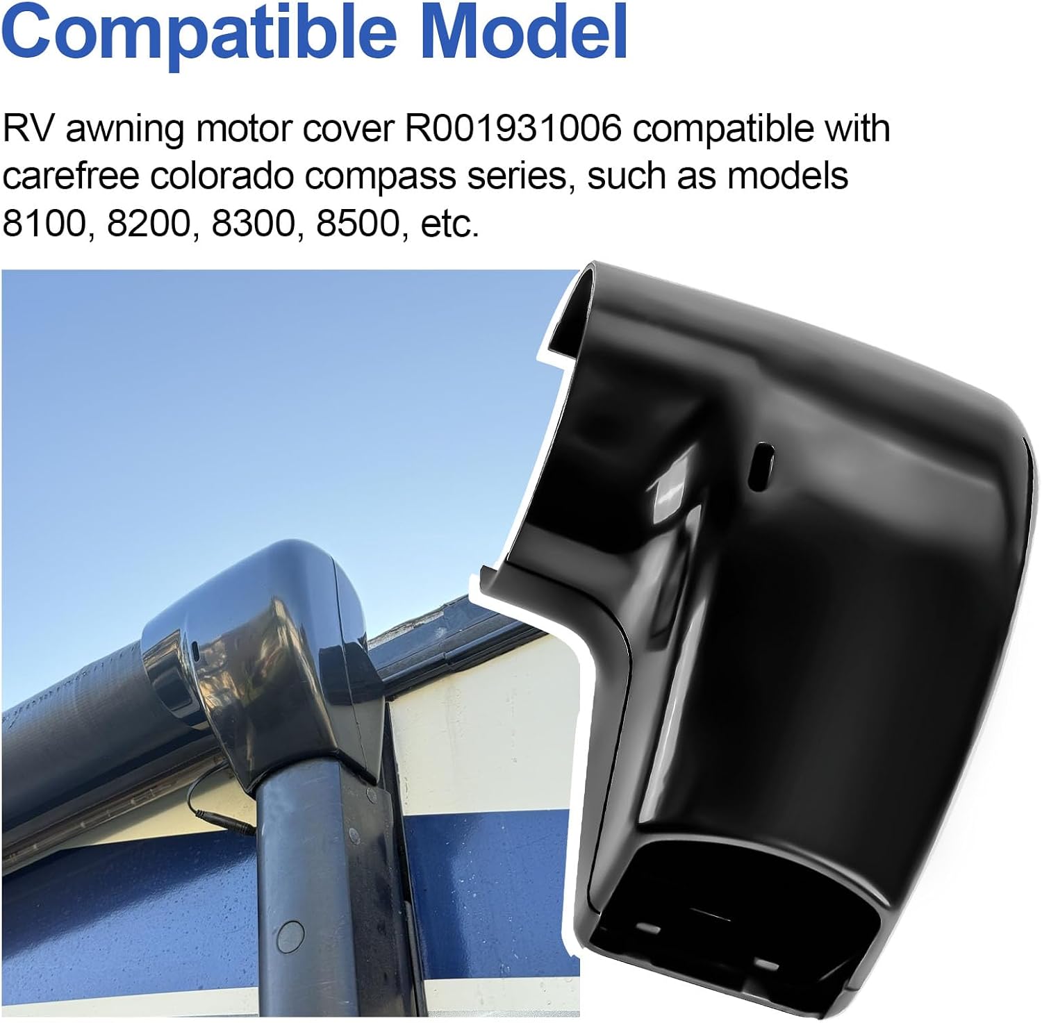 Rv Awning Cover R001931006 Repalcement for Carefree Colorado Compass Motor Cover Kit, RV Awning End Caps Protective for Electric Awning Drive End Compatible with Compass Series 8100, 8200, 8300, 8500