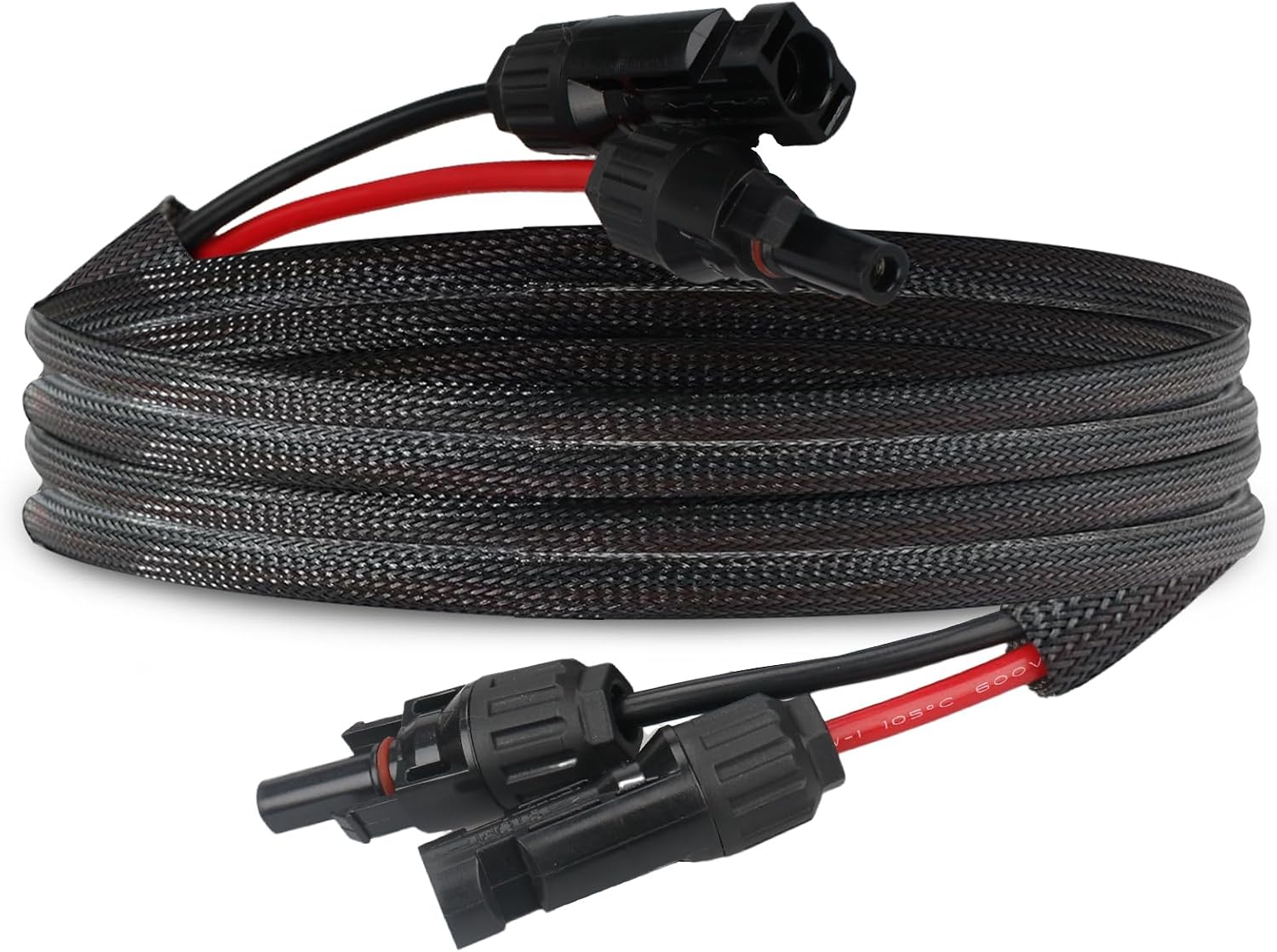 Solar Panel Extension Cable 10FT, Twin Wire Female and Male Connector Solar Cable Upgrade Fit for Home and RV Solar Panels Wire Adapter, 10AWG with Flame Retardant Protective Sleeving Solar PV Wires