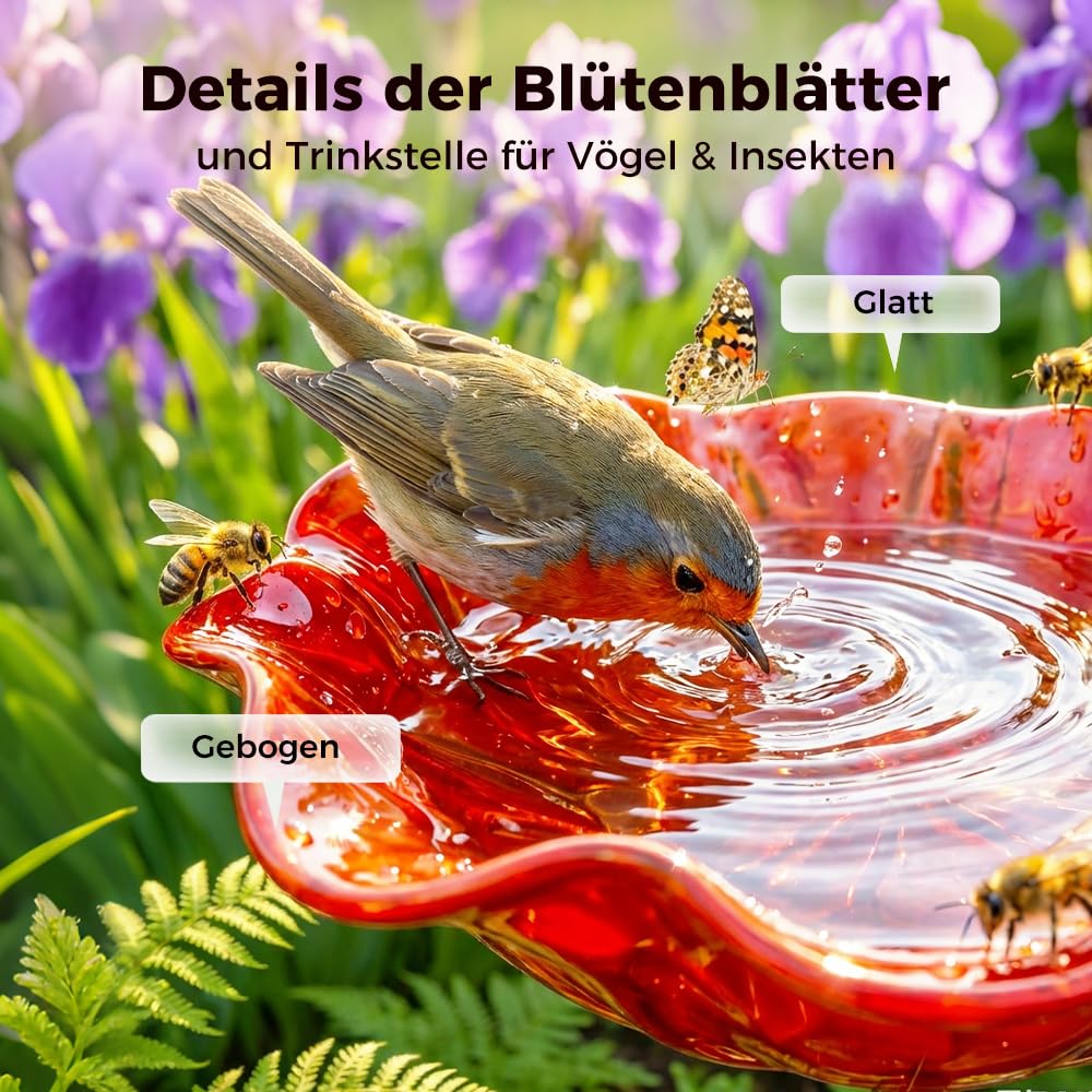 Vogeltränke Winterfest, Gartenstecker aus Metall, Vogeltränke Blume Bienentränke, Vogelfutterhaus Gartenfiguren & Gartenstatuen Gartendeko für Draußen (4 Pcs)