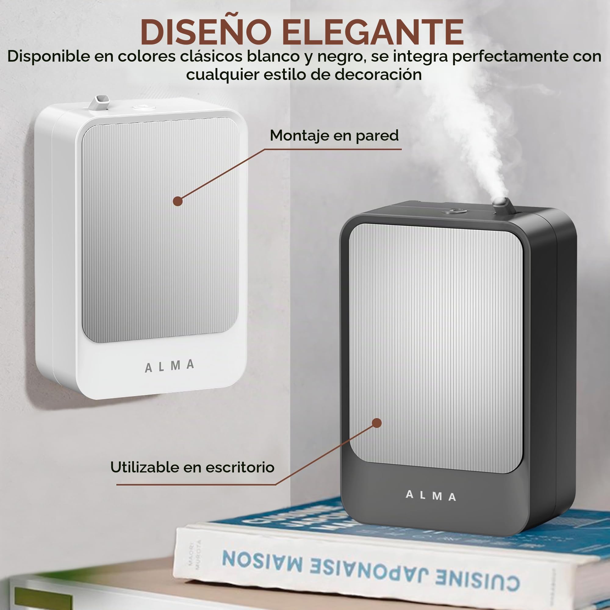 ALMA® Difusor & Humidificador de Aceites Esenciales – Perfume de Ambiente Ultra-Performante para Grandes Superficies hasta 200 m² – Tecnología Silenciosa, Programación Inteligente y Diseño Elegante