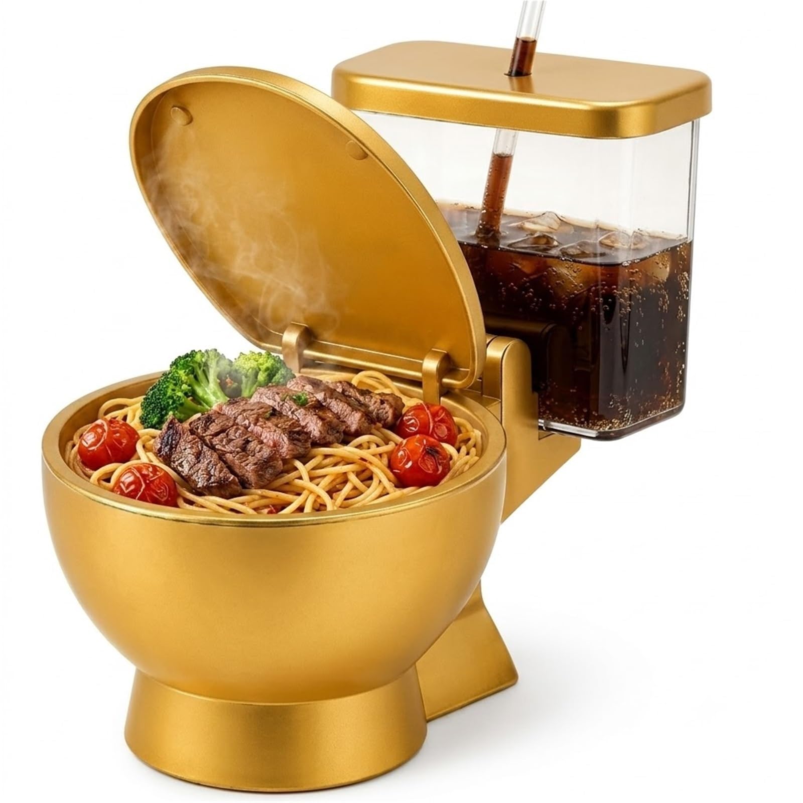 Neuartiges Ramenschüssel-Set In Toilettenform Mit Integriertem Trinkbecher Und Strohhalm, for Instant-Nudeln, Suppe, Snacks, Einzigartiges Gag-Geschenk